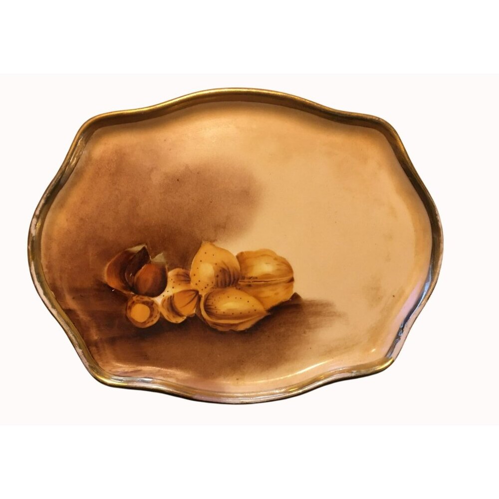 Antique Limoges France Hand-Painted Vanity Tray By Wm Wands 8" X 6" With Brown A
